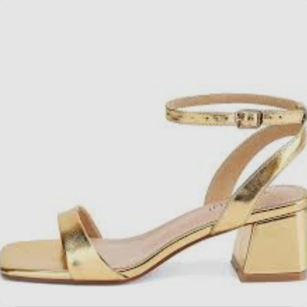 Teaieui Gold Women's Block Heeled Sandals Size 8.5 NIB